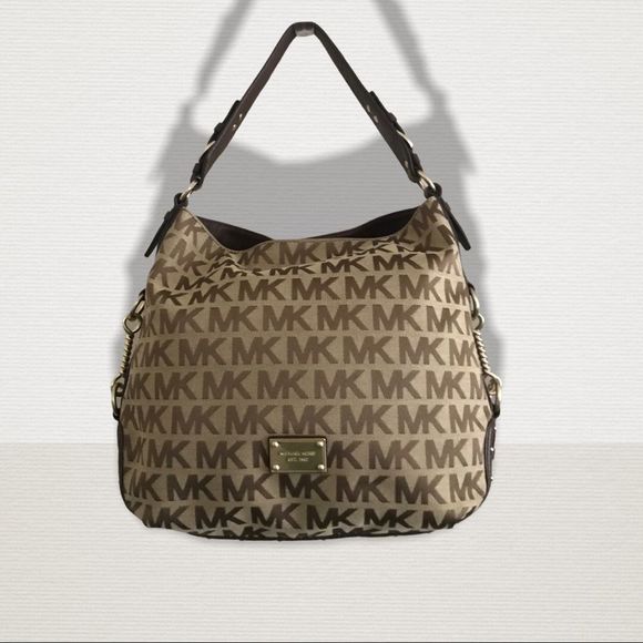 Michael Kors Handbags - MICHAEL KORS Signature Bag Hobo Brown Goldtone 12 x 12